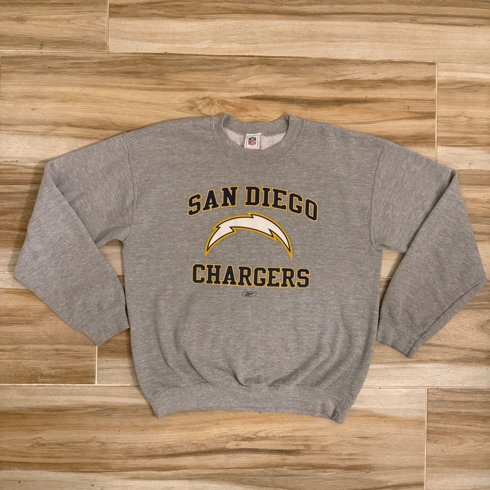 Vintage Reebok NFL San Diego Chargers Sweatshirt Gray Crewneck Mens Medium